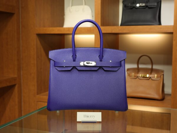 Birkin 30 Epsom Retourne Bleu Electrique PHW