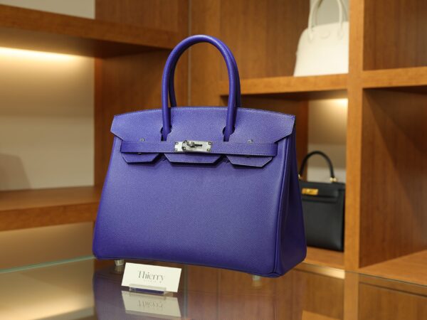 Birkin 30 Epsom Retourne Bleu Electrique PHW