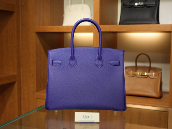 Birkin 30 Epsom Retourne Bleu Electrique PHW