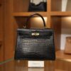 Kelly 25 Matte Porosus Black GHW