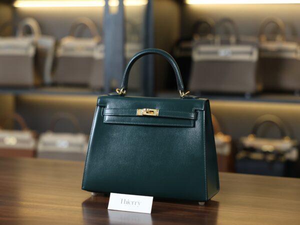 Kelly 25 Box Sellier Vert Fonce GHW