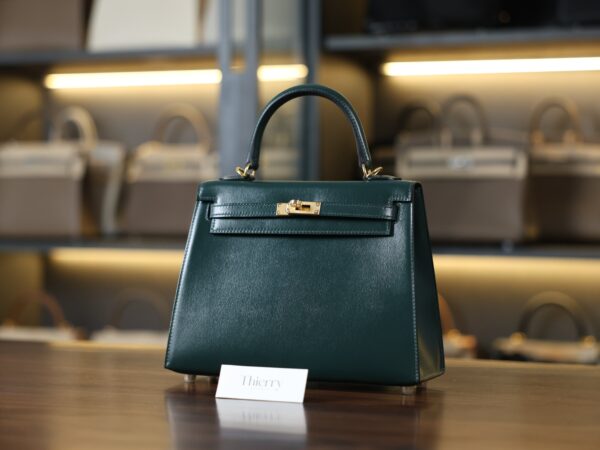 Kelly 25 Box Sellier Vert Fonce GHW