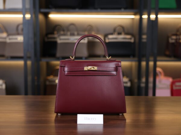 Kelly 25 Box Sellier Bordeaux GHW