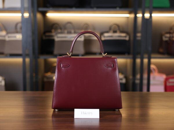 Kelly 25 Box Sellier Bordeaux GHW