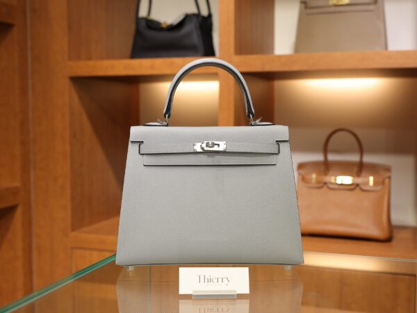 Kelly 25 Epsom Gris Pantin PHW