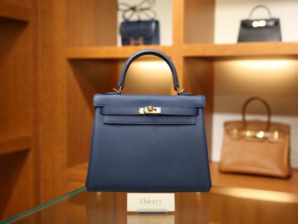 Kelly 25 Togo Bleu de Prusse GHW