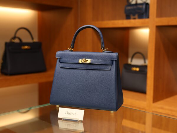 Kelly 25 Togo Bleu de Prusse GHW