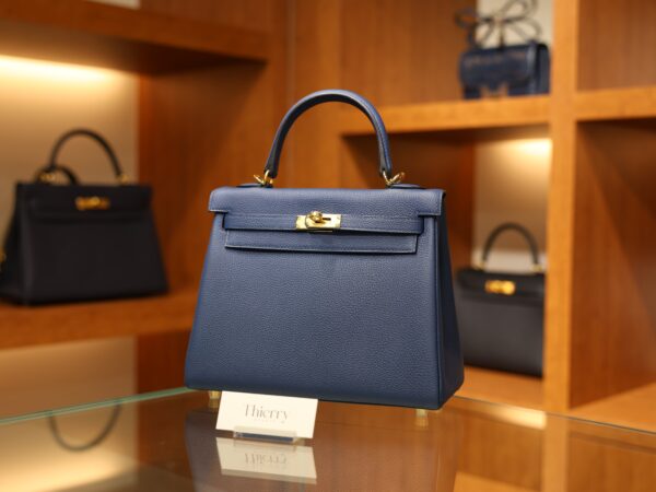 Kelly 25 Togo Bleu de Prusse GHW