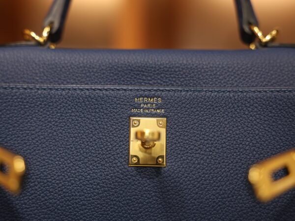 Kelly 25 Togo Bleu de Prusse GHW