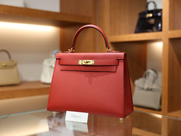 Kelly 28 Epsom Rouge Casaque GHW