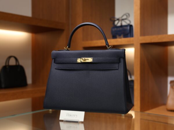 Kelly 32 Togo Bleu Nuit GHW
