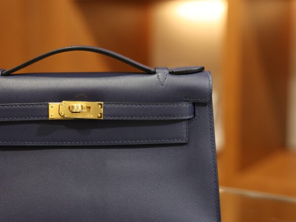 Kelly Pochette Swift Bleu Saphir GHW