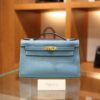 Kelly Pochette Swift Bleu Jean GHW