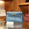 Kelly Pochette Swift Bleu Jean GHW