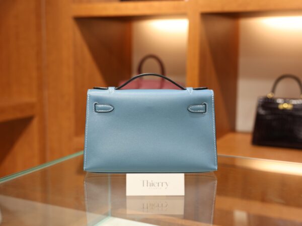 Kelly Pochette Swift Bleu Jean GHW