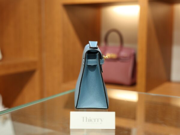 Kelly Pochette Swift Bleu Jean GHW