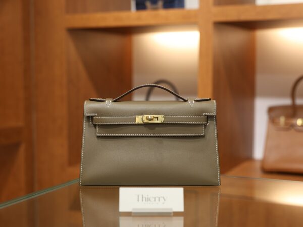 Kelly Pochette Swift Etoupe GHW