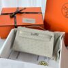Kelly Pochette Ostrich Gris Perle PHW