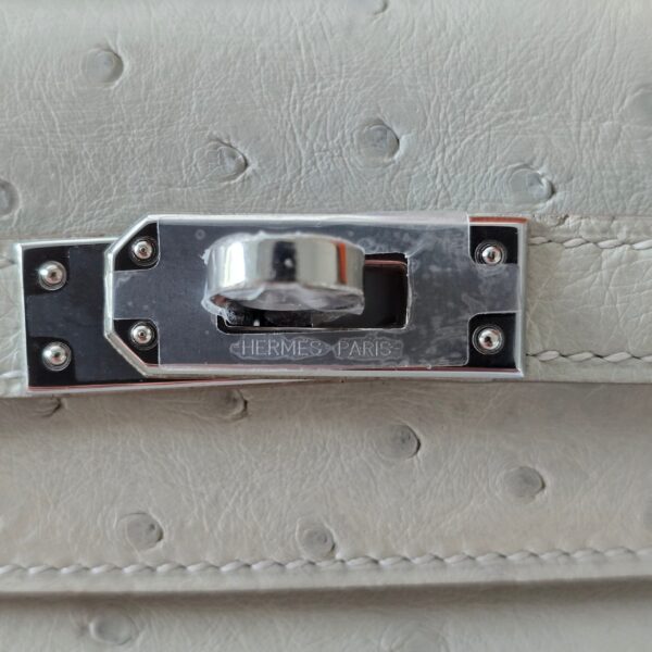 Kelly Pochette Ostrich Gris Perle PHW
