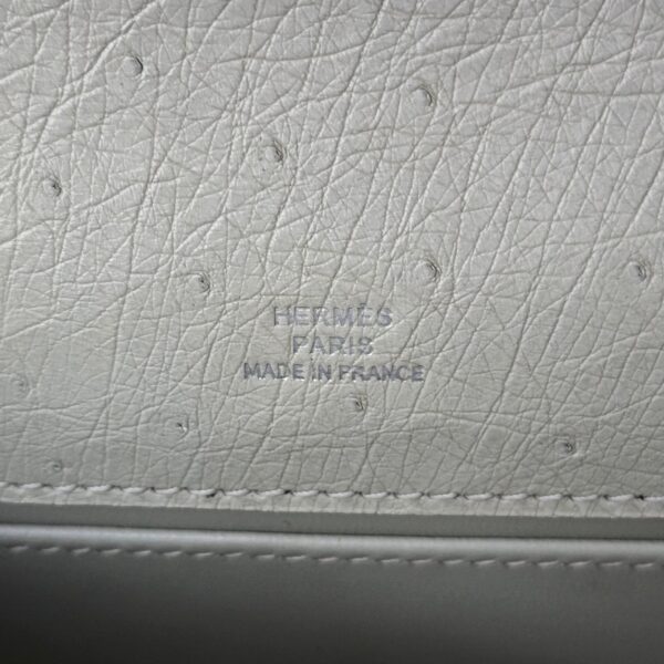 Kelly Pochette Ostrich Gris Perle PHW
