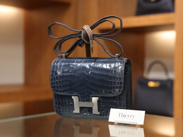 Constance 18 Shiny Alligator Bleu Tempete PHW